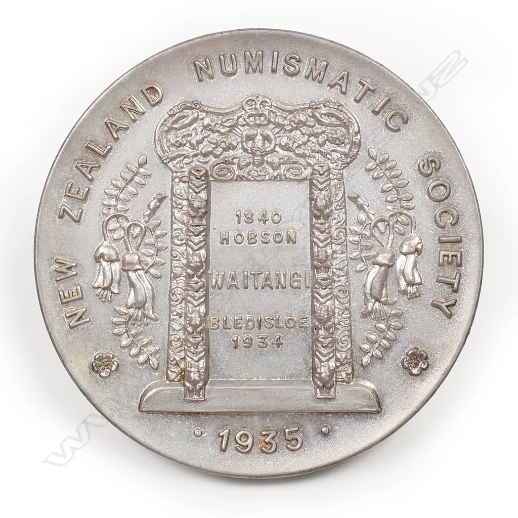 Lord Bledisloe 1935 Waitangi silvered Numismatic Society medal, Image 1++